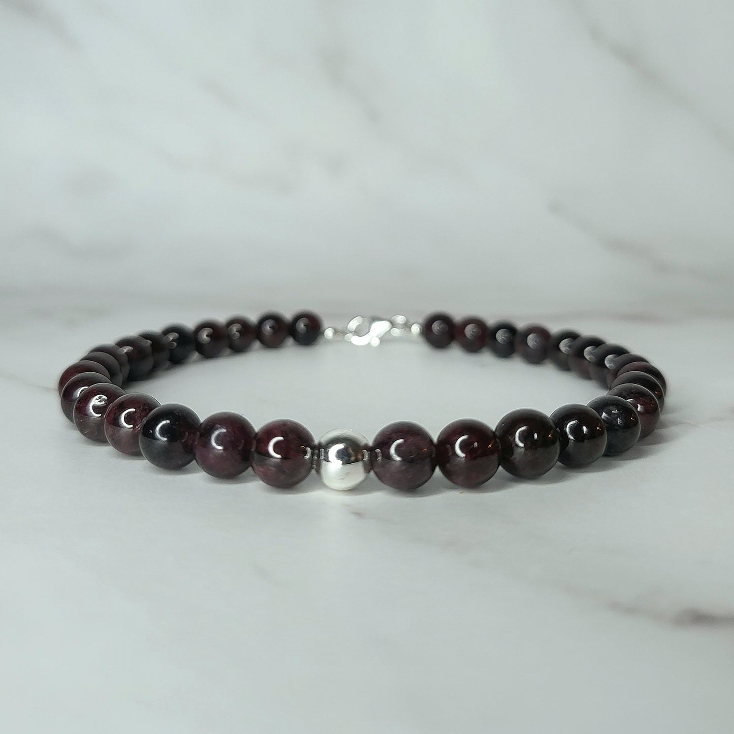 Garnet Crystal Bracelet - Smoke & Pearl