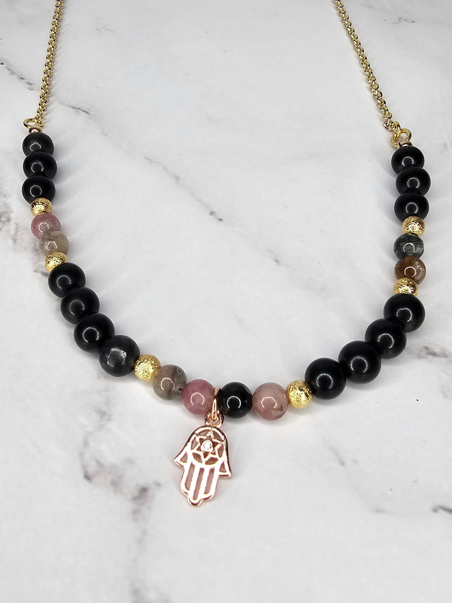 "Barrier" Crystal Necklace - Protection and Healing - 18" Gold Filled Chain