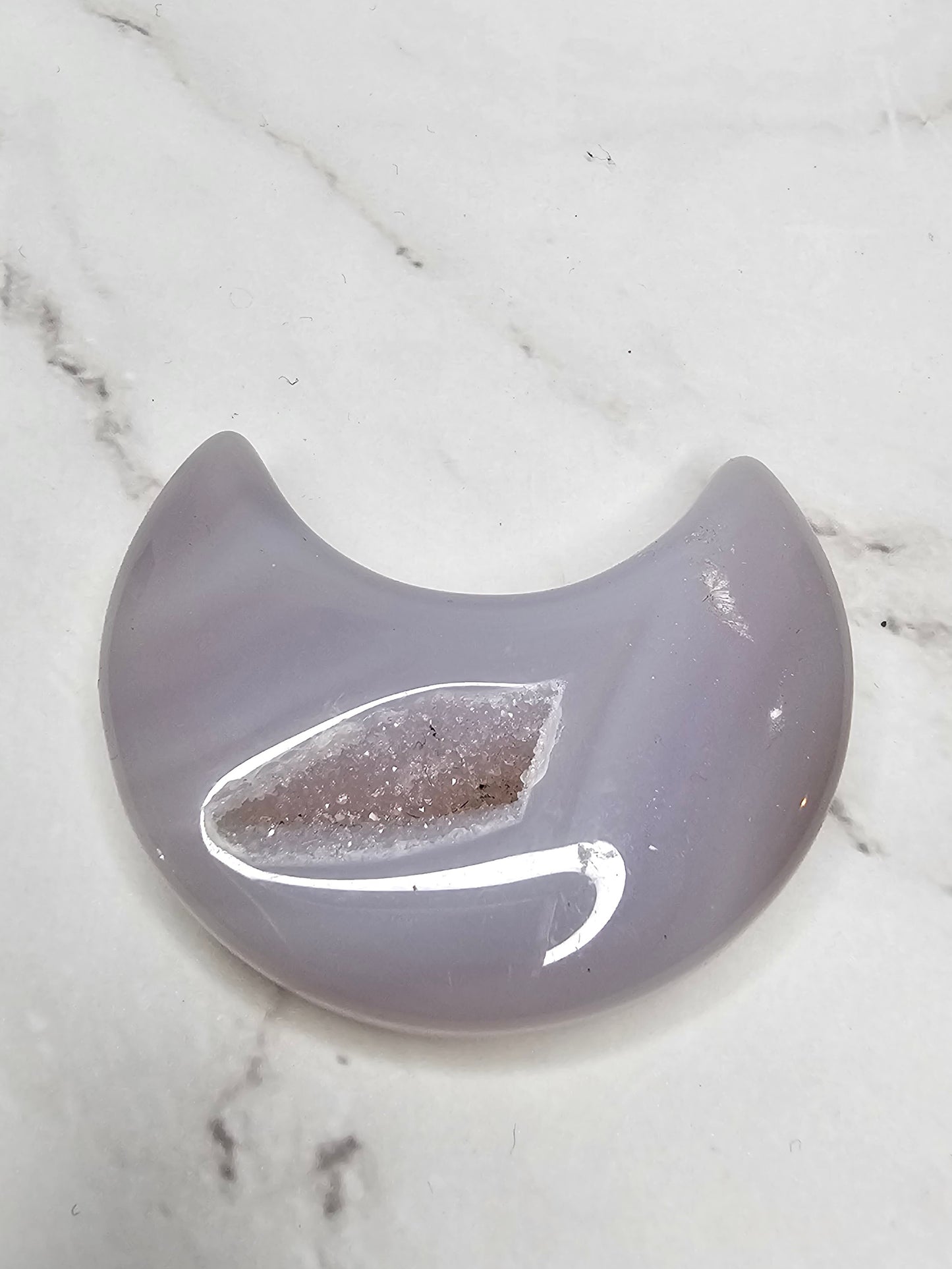 Druzy Agate Crescent Moon Crystal
