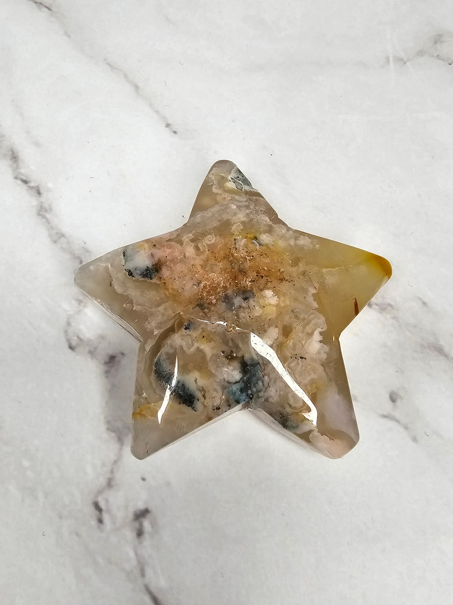 Star Shapes Flower Agate Palm Stone