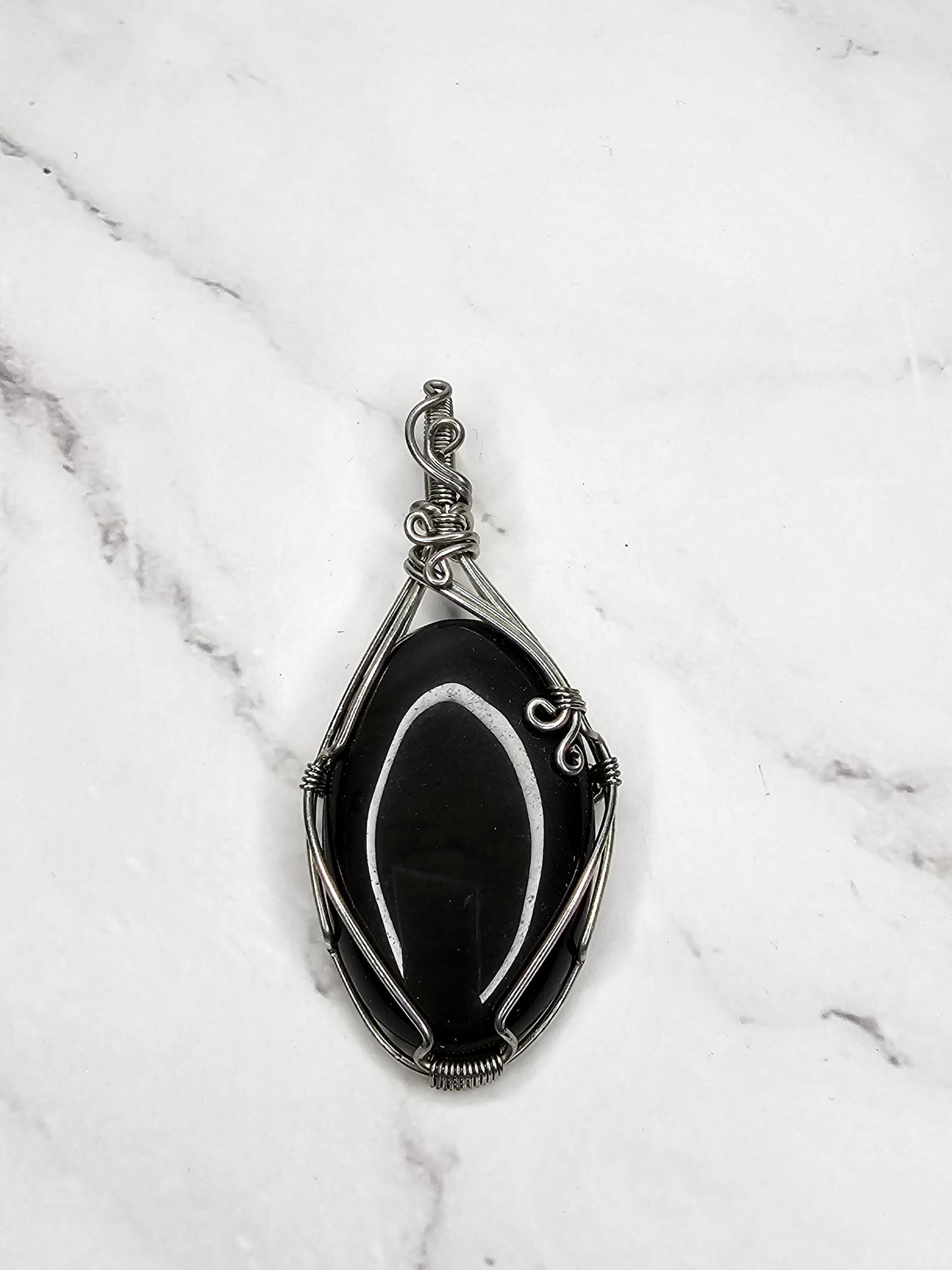 Wire Wrapped Rainbow Obsidian Crystal Pendant