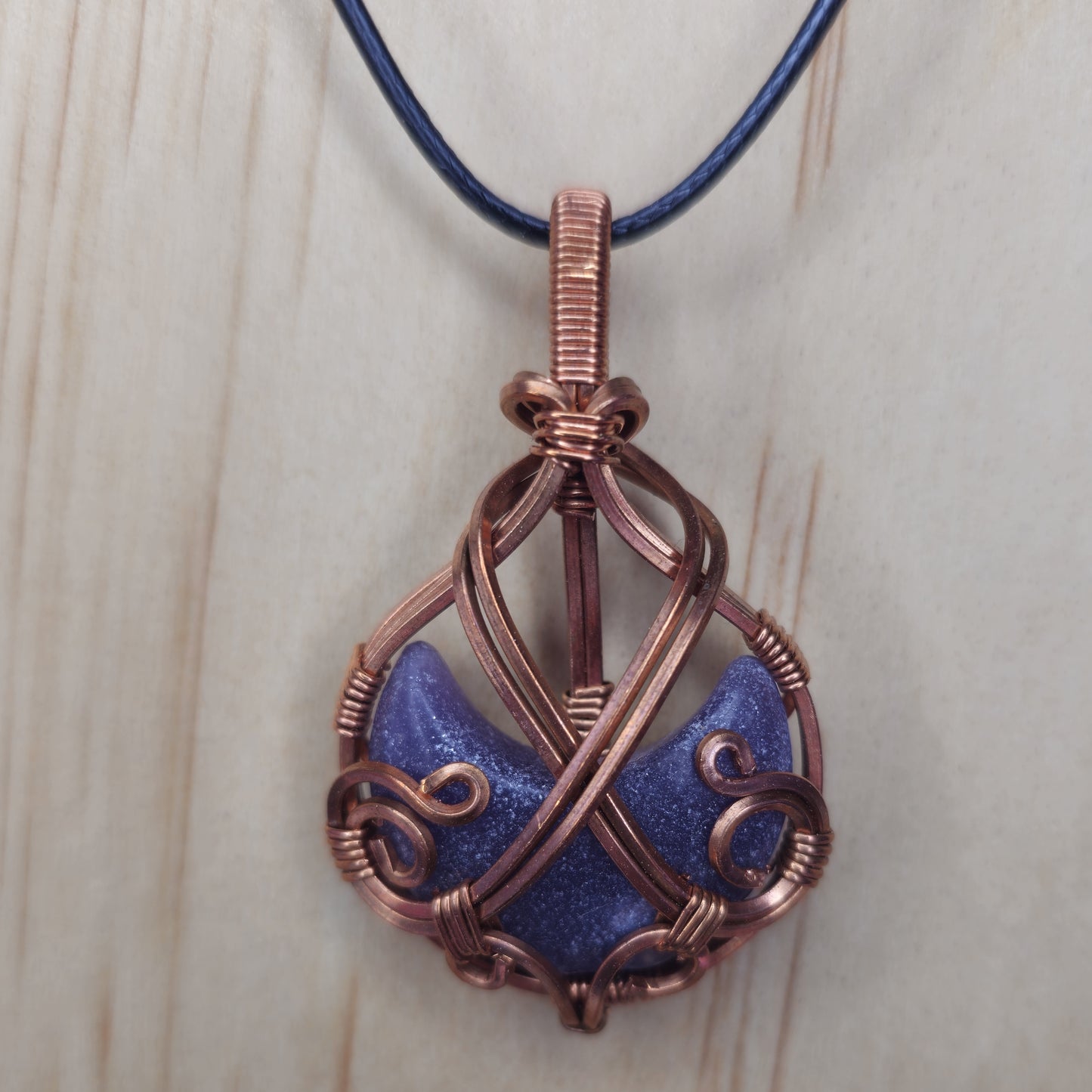 Lepidolite Moon Shaped Crystal Pendant