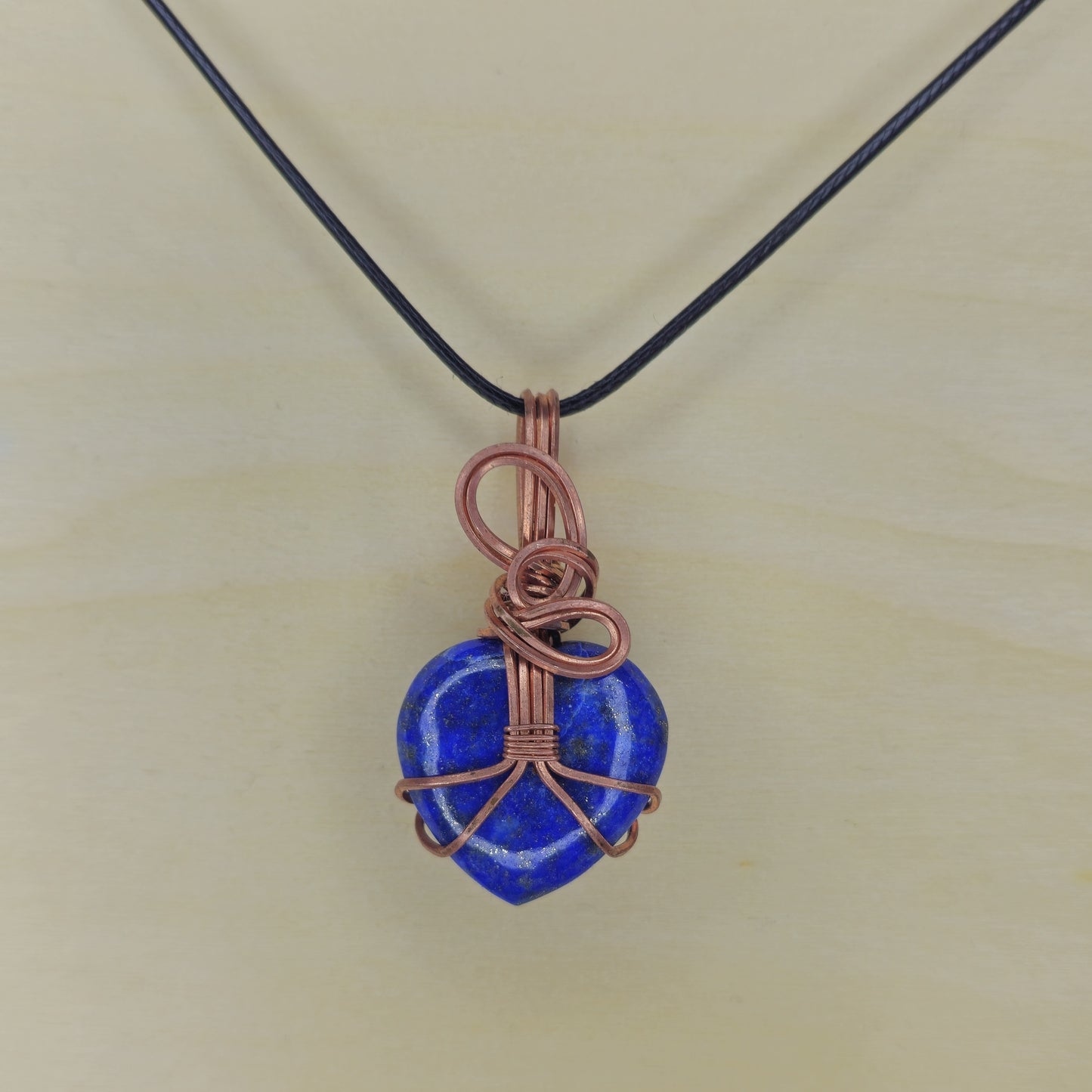Mini Lapis Lazuli Heart Crystal Pendant - Wire Wrapped