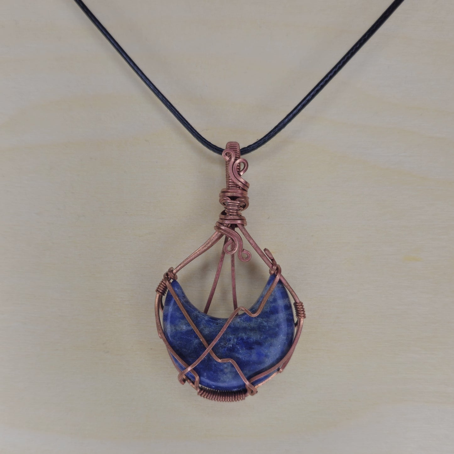 Dumortierite Moon Crystal Pendant - Wire Wrapped