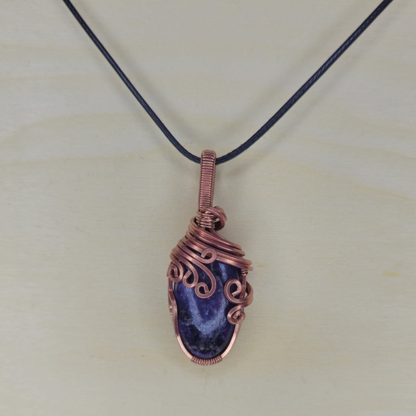 Blue Apatite Crystal Pendant - Wire Wrapped