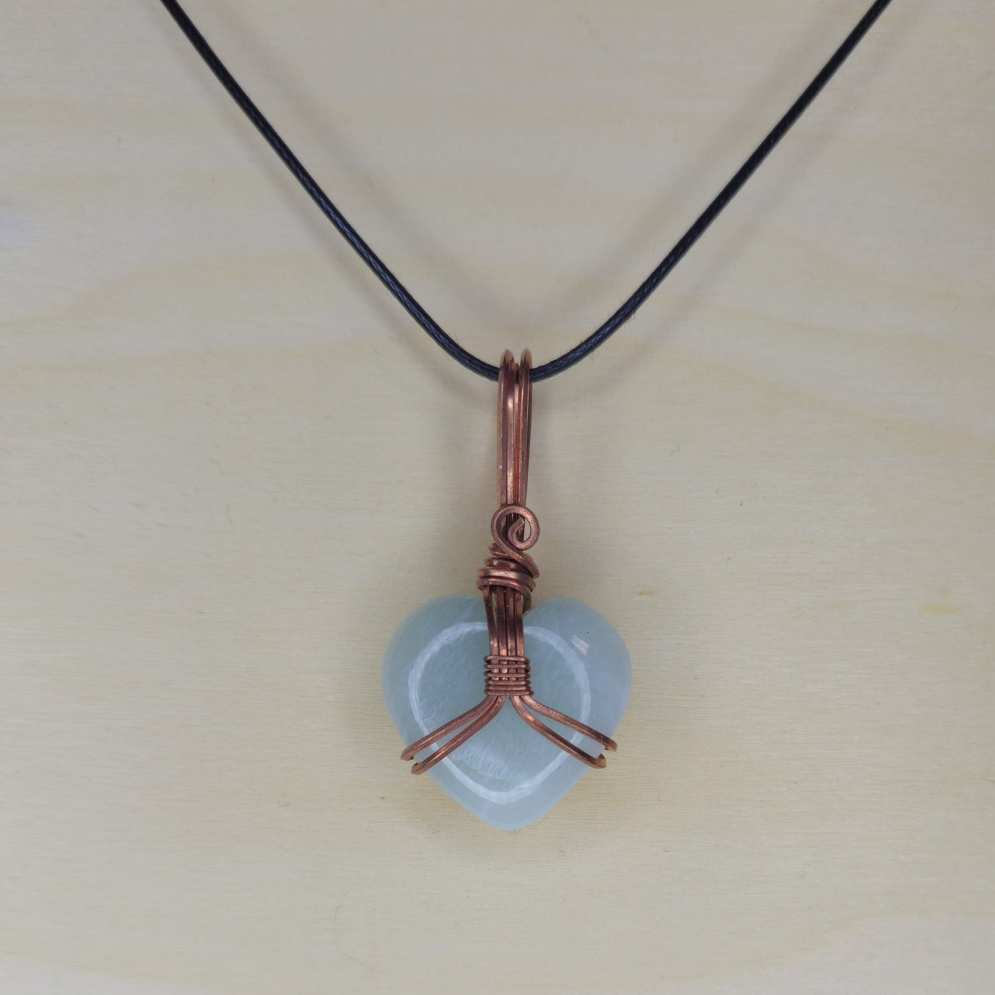 Amazonite Heart Crystal Pendant - Wire Wrapped