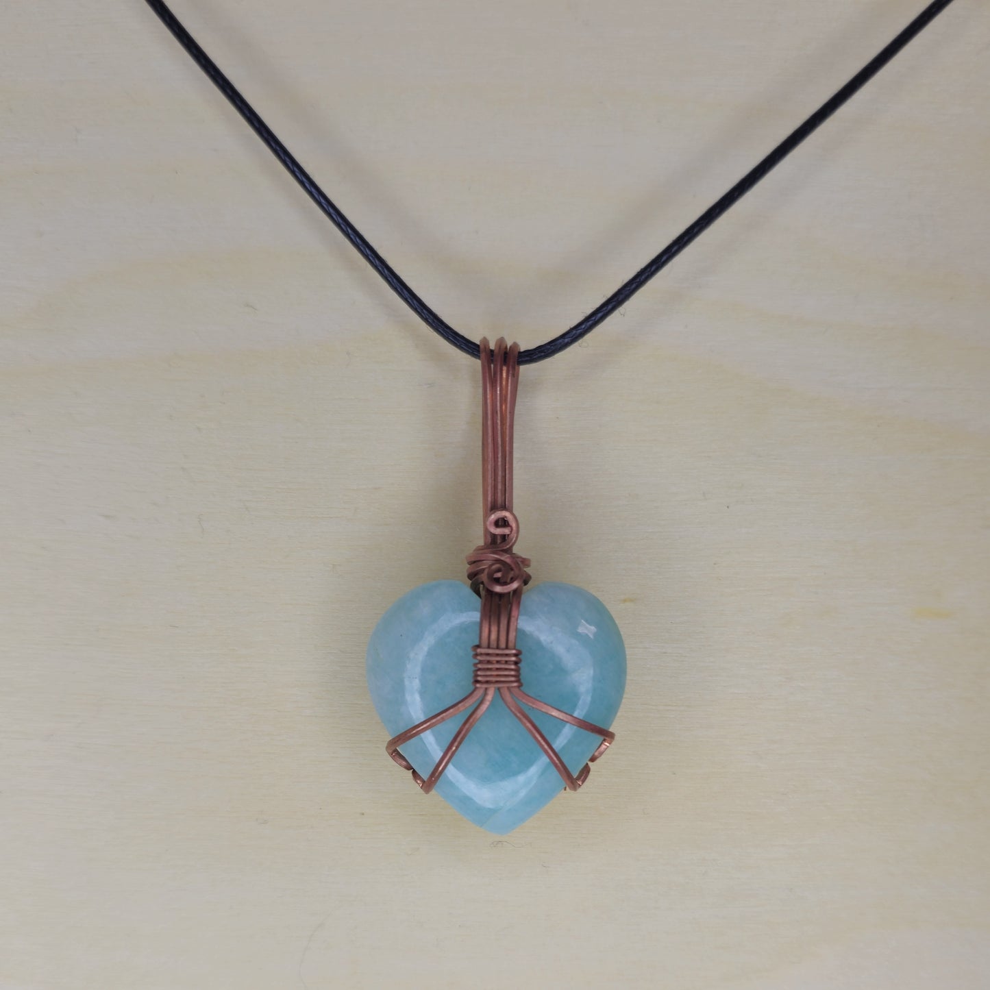 Amazonite Heart Crystal Pendant - Wire Wrapped