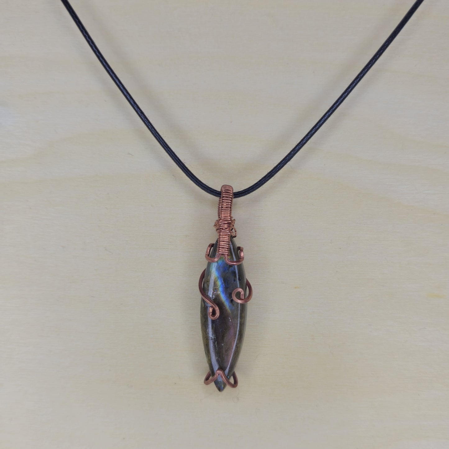 Mini Labradorite Crystal Pendant - Wire Wrapped