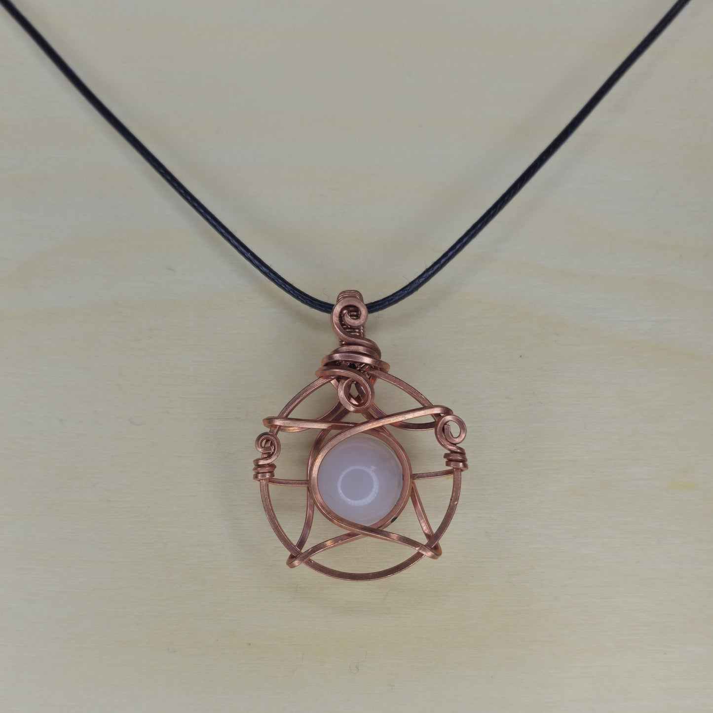 Arcane Circle - Rose Quartz Crystal Pendant - Wire Wrapped