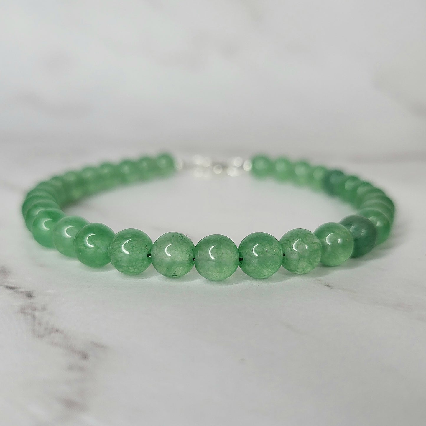 Aventurine Crystal Bracelet on Sterling Silver - Smoke & Pearl