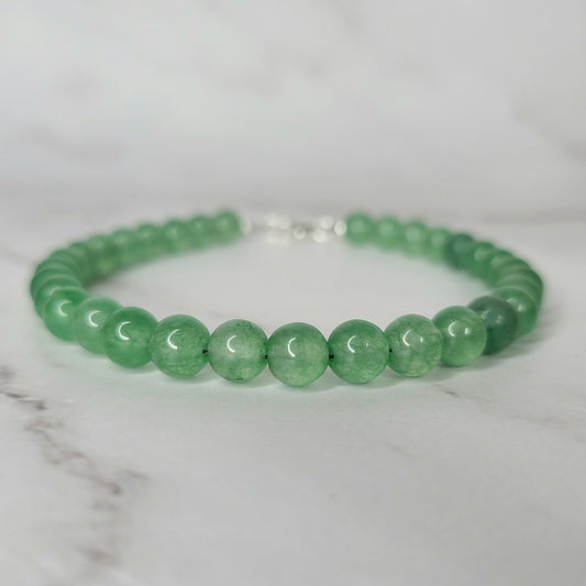 Aventurine Crystal Bracelet on Sterling Silver - Smoke & Pearl
