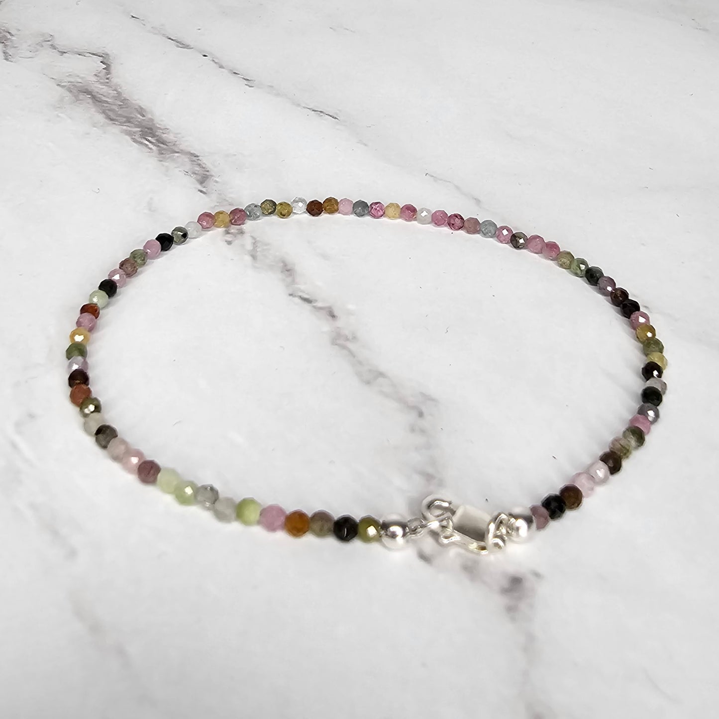 Mixed Tourmaline Crystal Bracelet on Sterling Silver