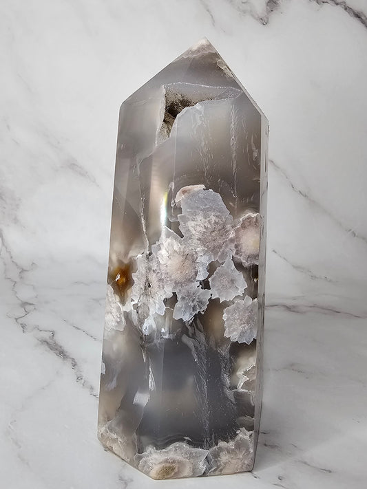 Flower Agate Crystal Tower