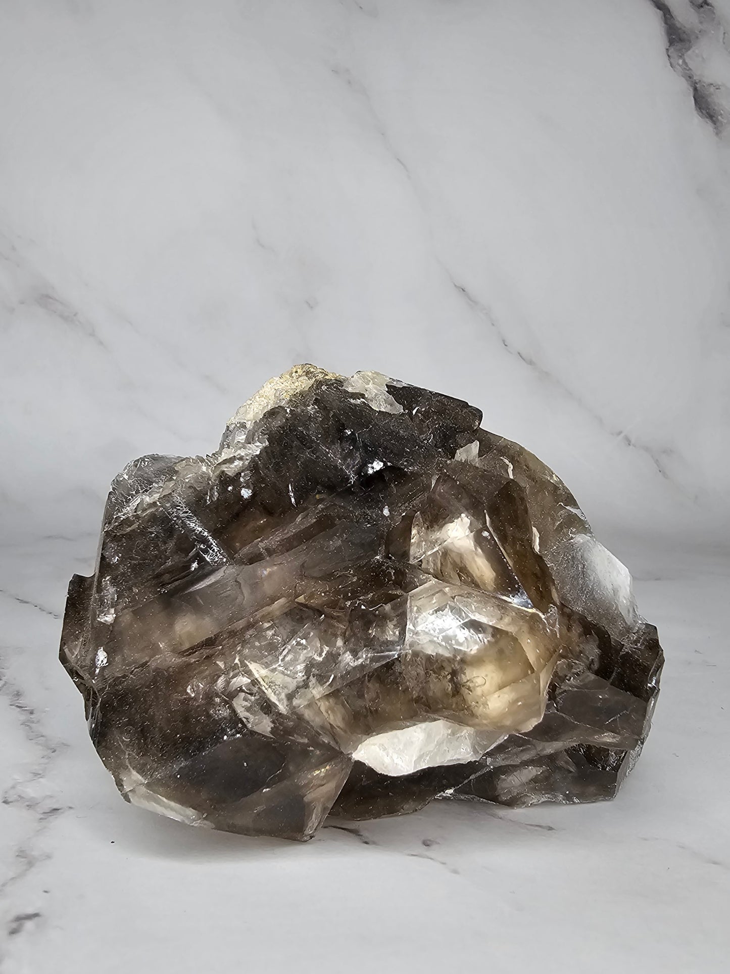 Elestial Smokey Quartz Crystal Cluster