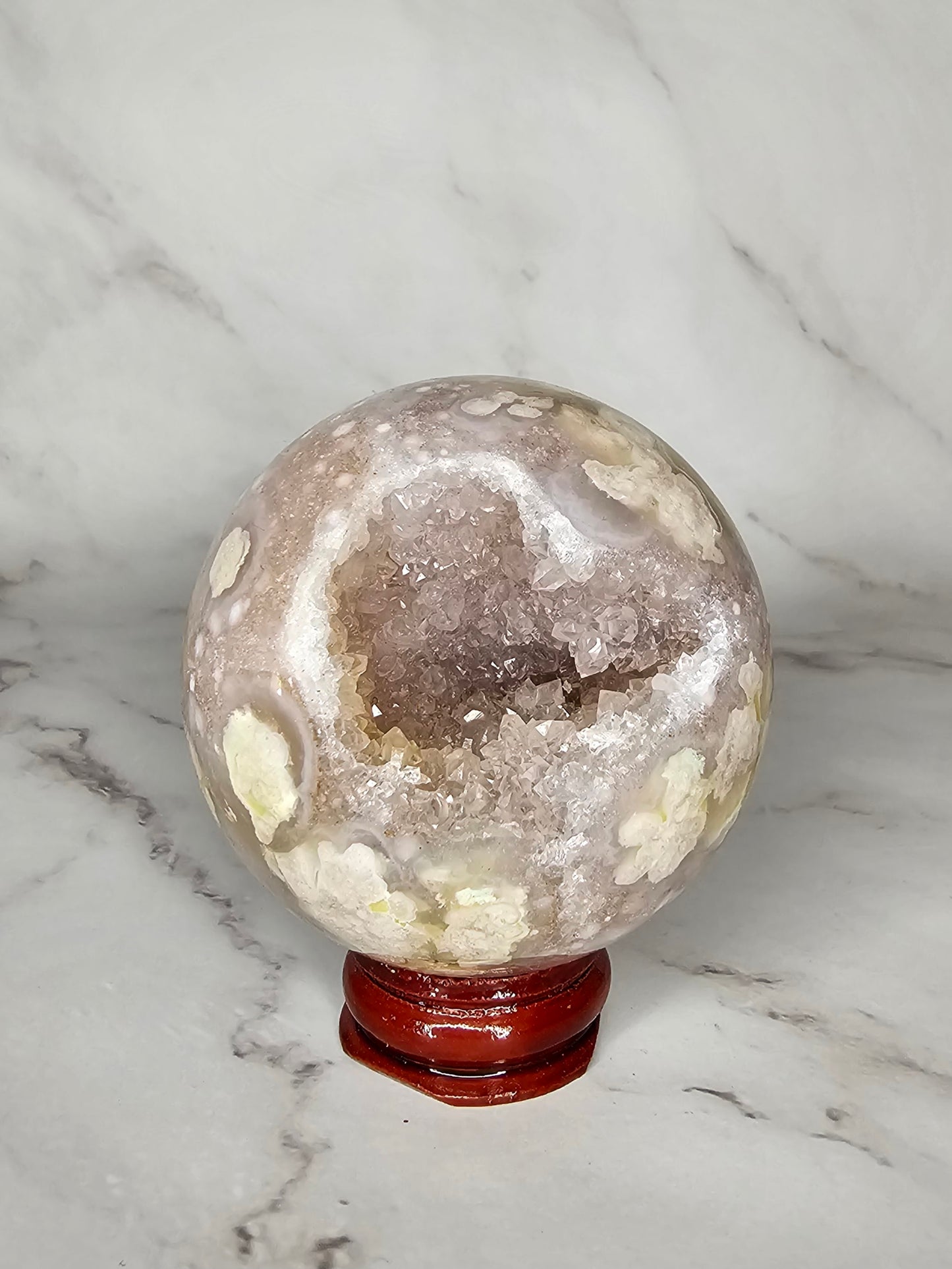 Druzy Flower Agate Crystal Sphere