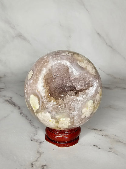 Druzy Flower Agate Crystal Sphere