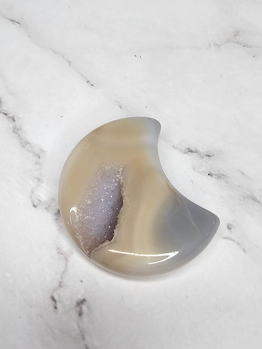 Druzy Agate Crescent Moon Crystal