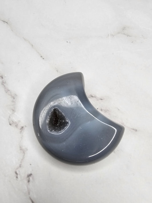 Druzy Agate Crescent Moon Crystal