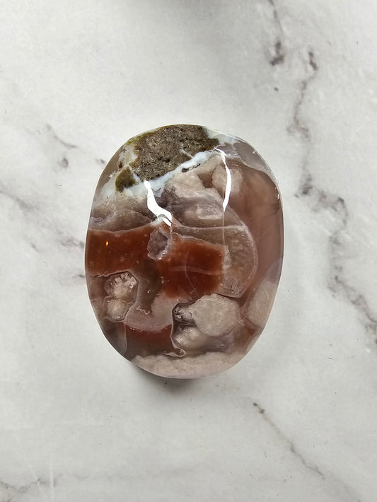Flower Agate Palm Stone