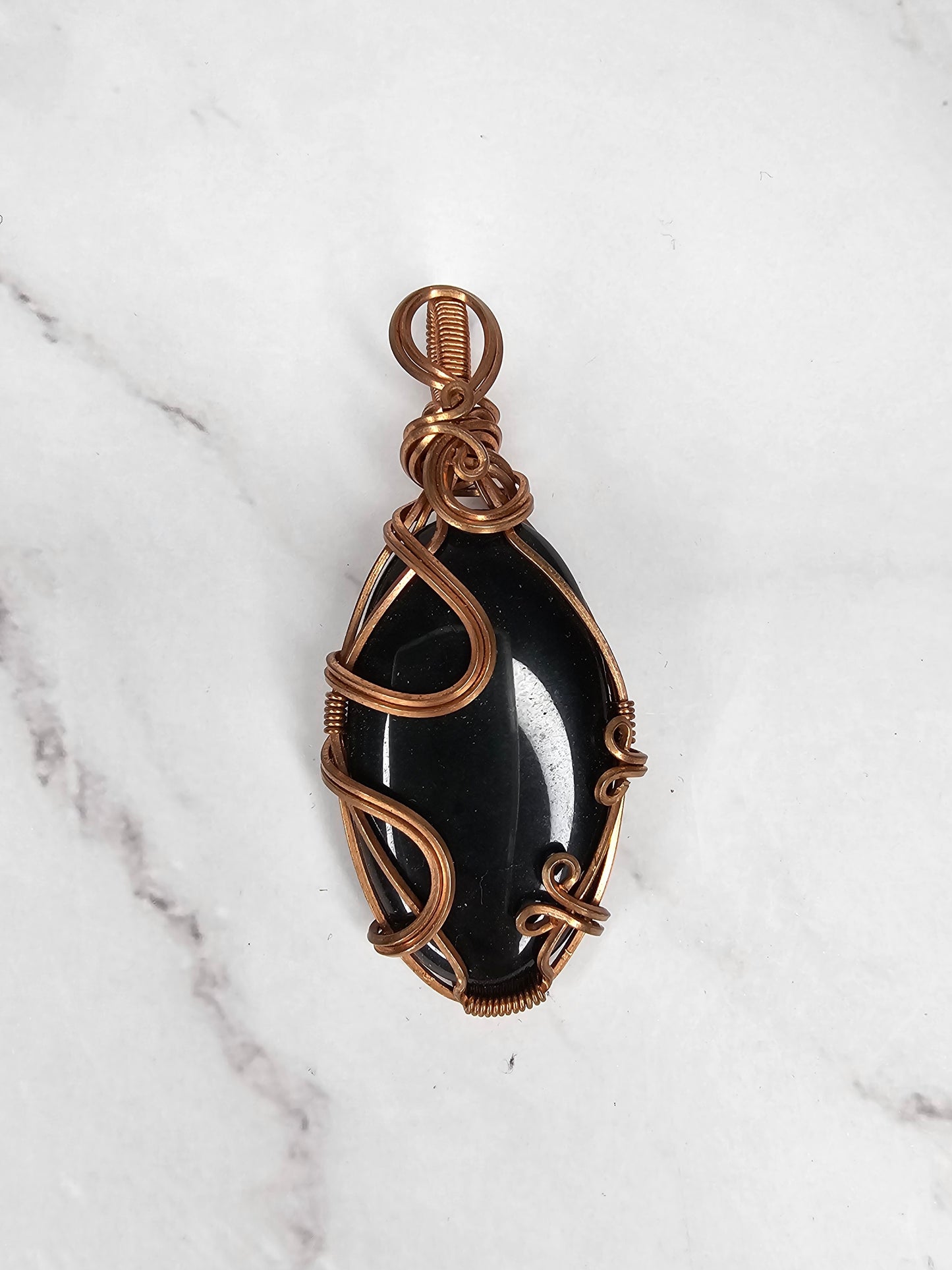 Wire Wrapped Gold Sheen Obsidian Pendant