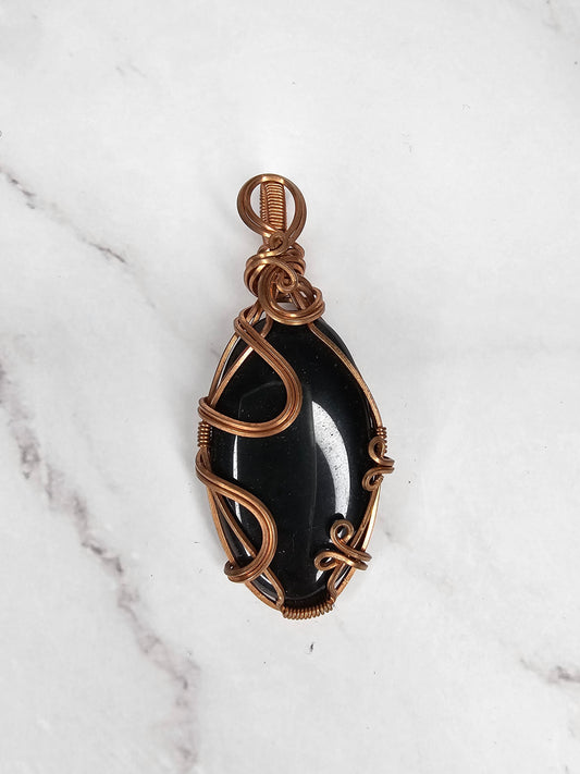 Wire Wrapped Gold Sheen Obsidian Pendant