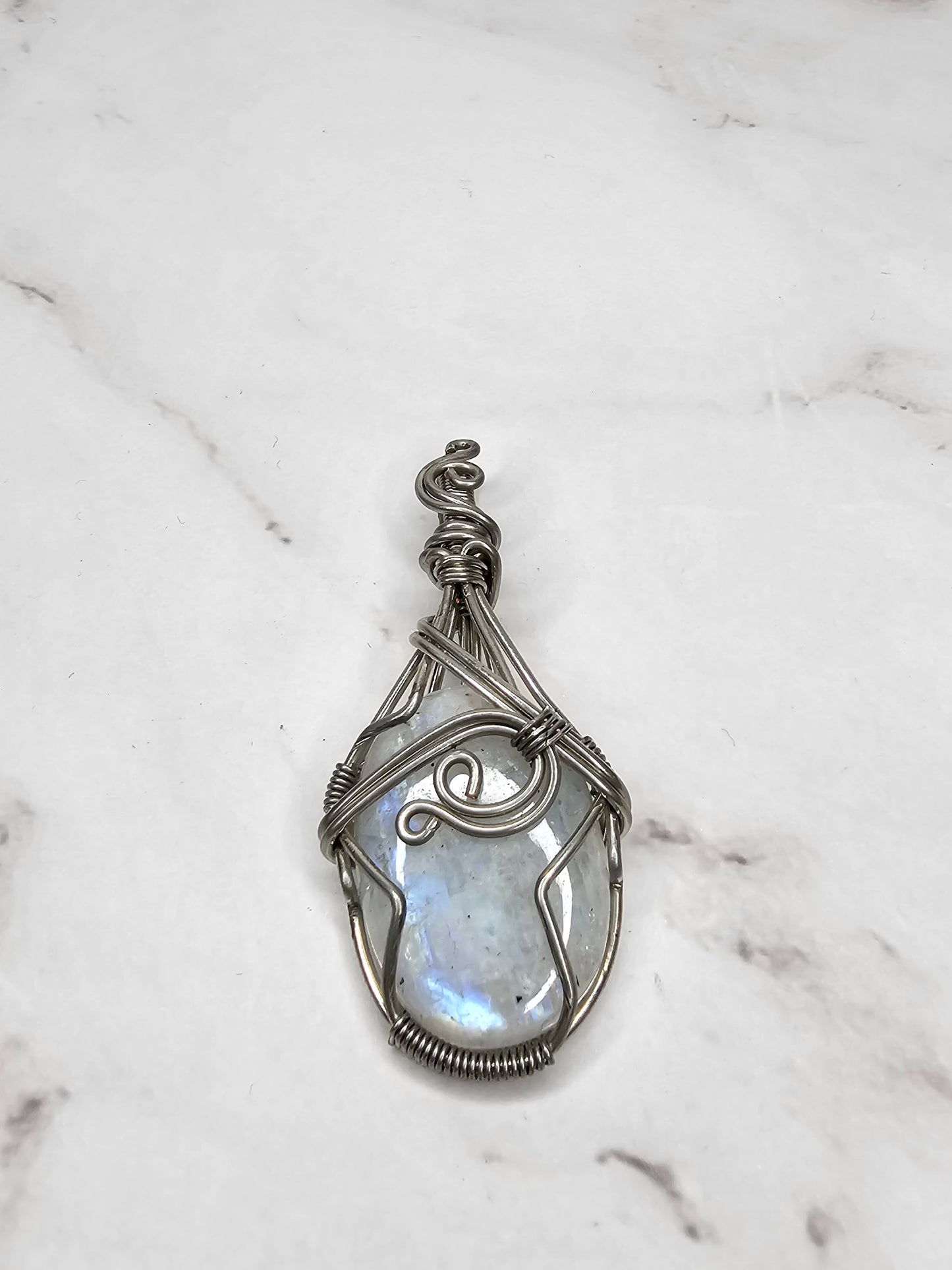 Wire Wrapped Moonstone Crystal Pendant
