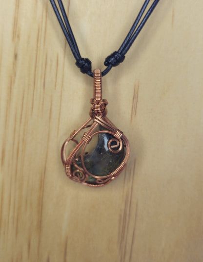 Wire Wrapped Labradorite Moon Crystal Pendant