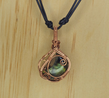 Wire Wrapped Labradorite Moon Crystal Pendant