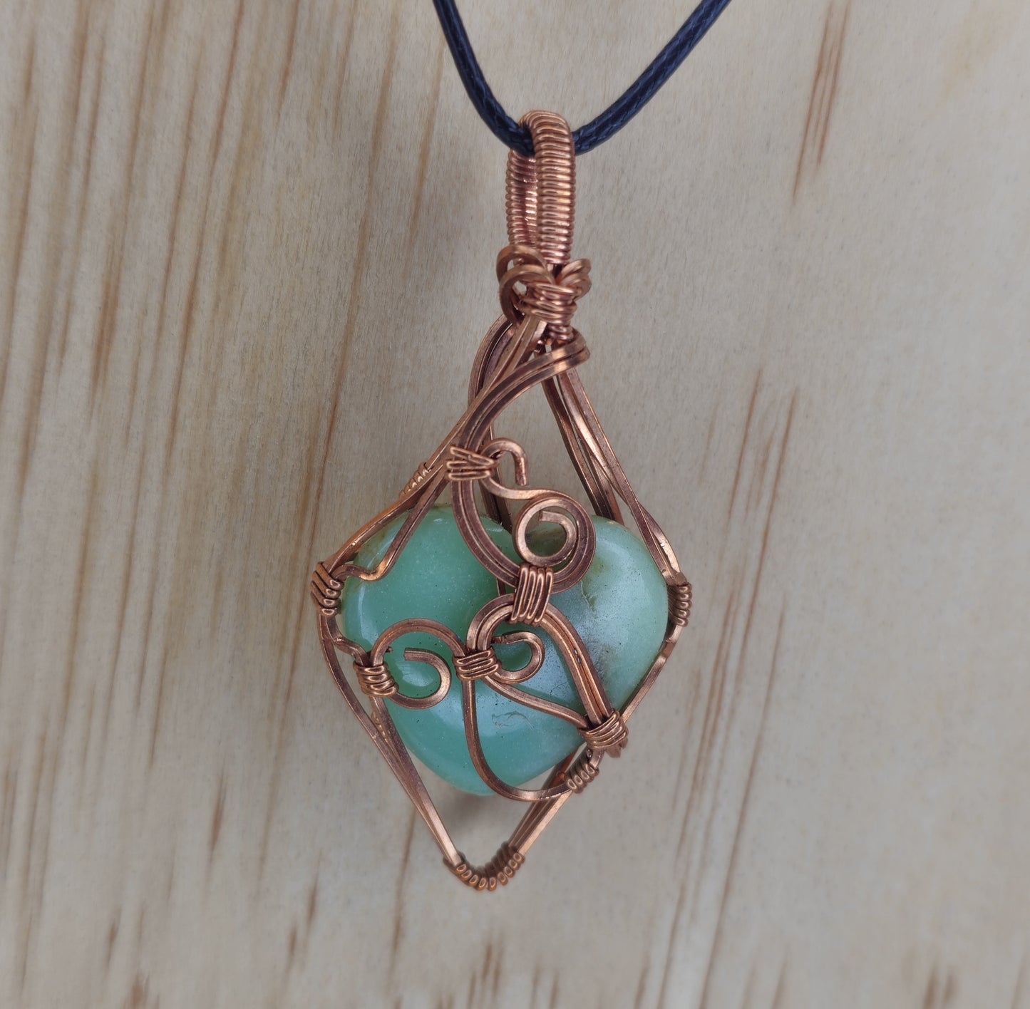 Chrysoprase Heart Shaped Crystal Necklace