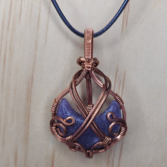 Lepidolite Moon Shaped Crystal Pendant