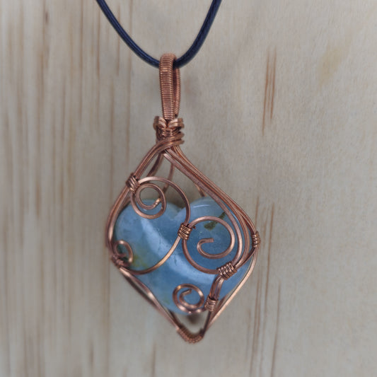 Aquamarine Heart Shaped Crystal Pendant