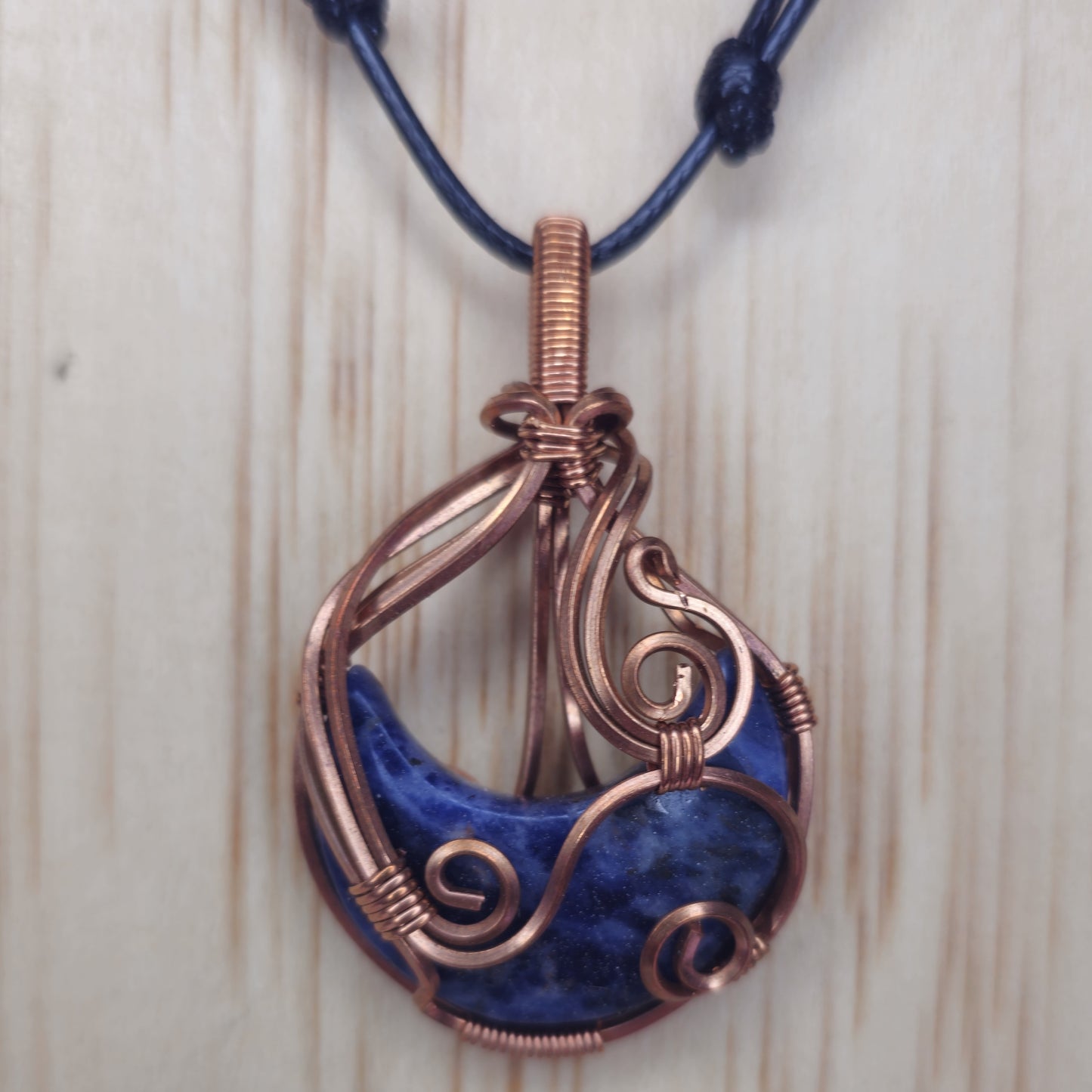 Dumortierite Moon Shaped Crystal Pendant