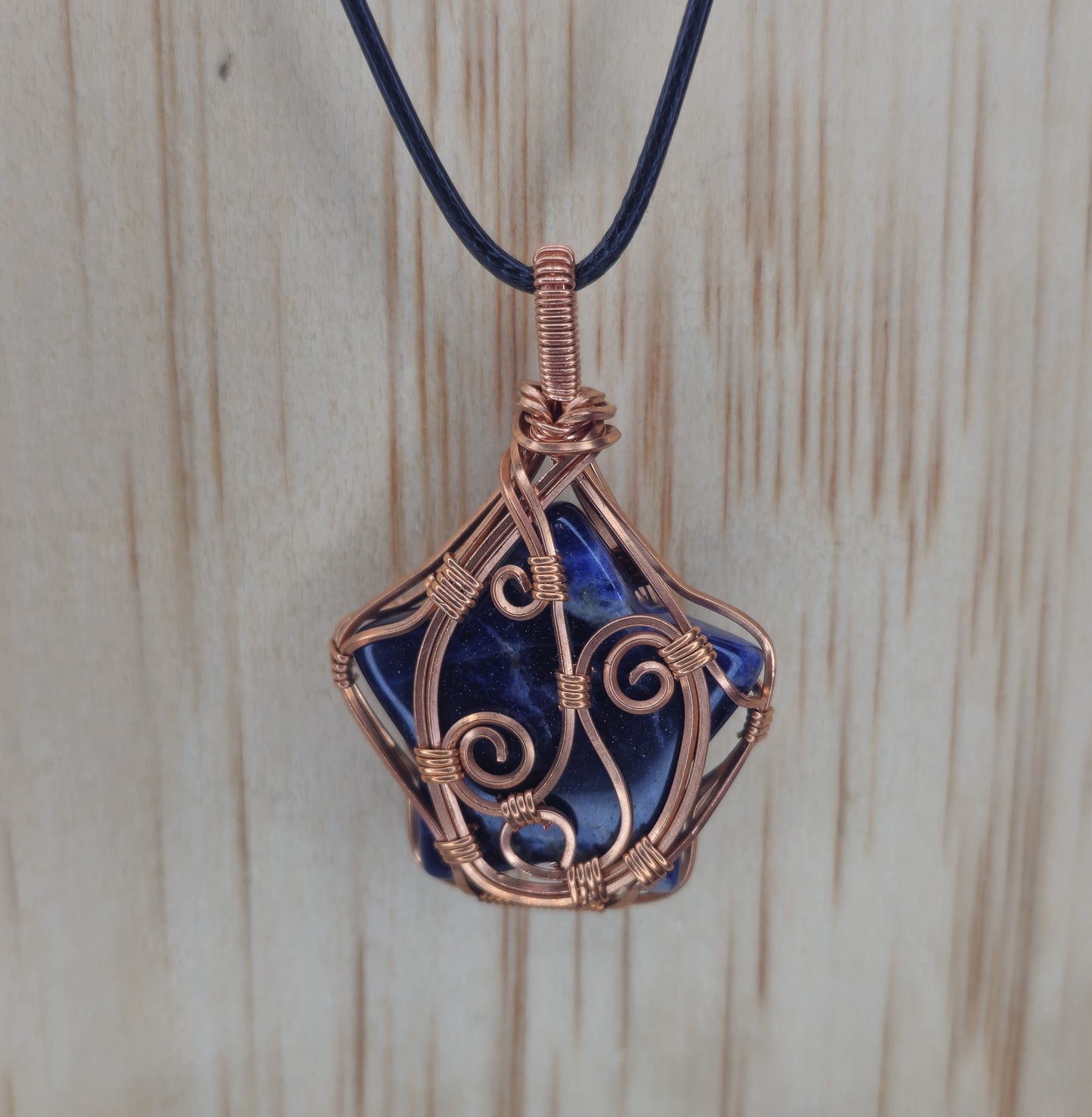 Sodalite Star Shaped Crystal Necklace - Wire Wrapped