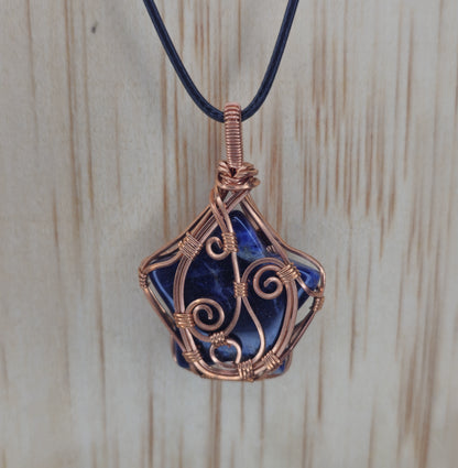 Sodalite Star Shaped Crystal Necklace - Wire Wrapped