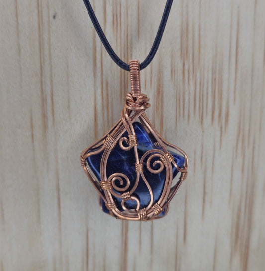 Sodalite Star Shaped Crystal Necklace - Wire Wrapped