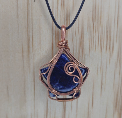Sodalite Star Shaped Crystal Necklace - Wire Wrapped