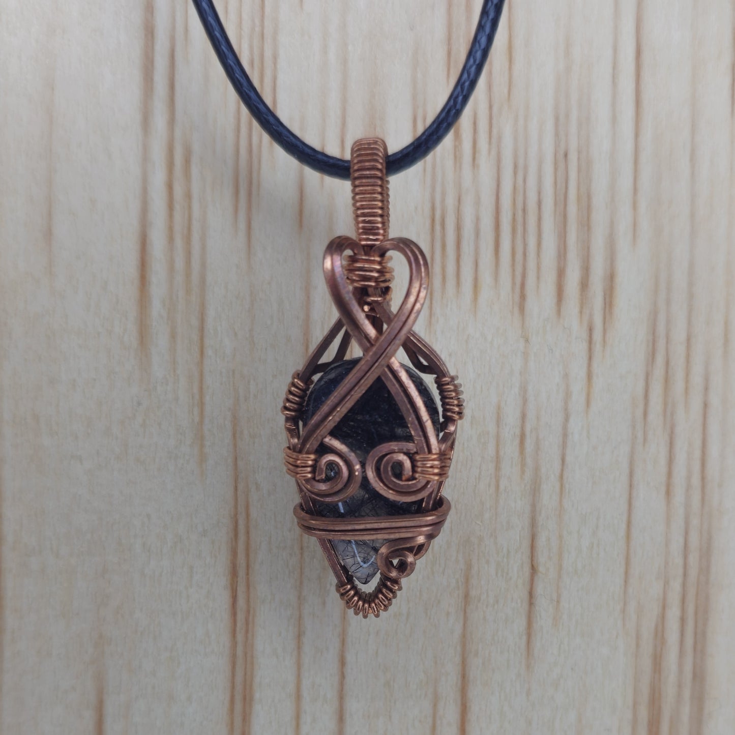 Tourmalinated Quartz Crystal Pendant - Wire Wrapped