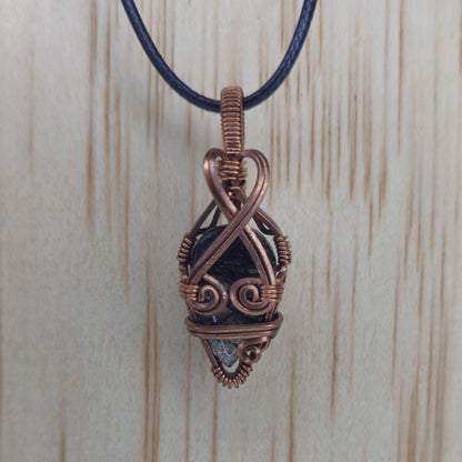 Tourmalinated Quartz Crystal Pendant - Wire Wrapped