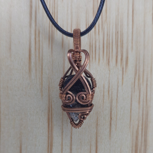 Tourmalinated Quartz Crystal Pendant - Wire Wrapped