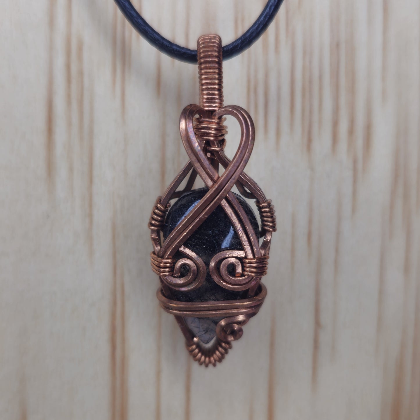 Tourmalinated Quartz Crystal Pendant - Wire Wrapped