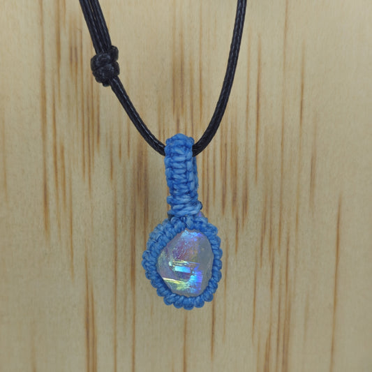 Angel Aura Quartz Crystal Pendant - Macramé Bezel Wrap