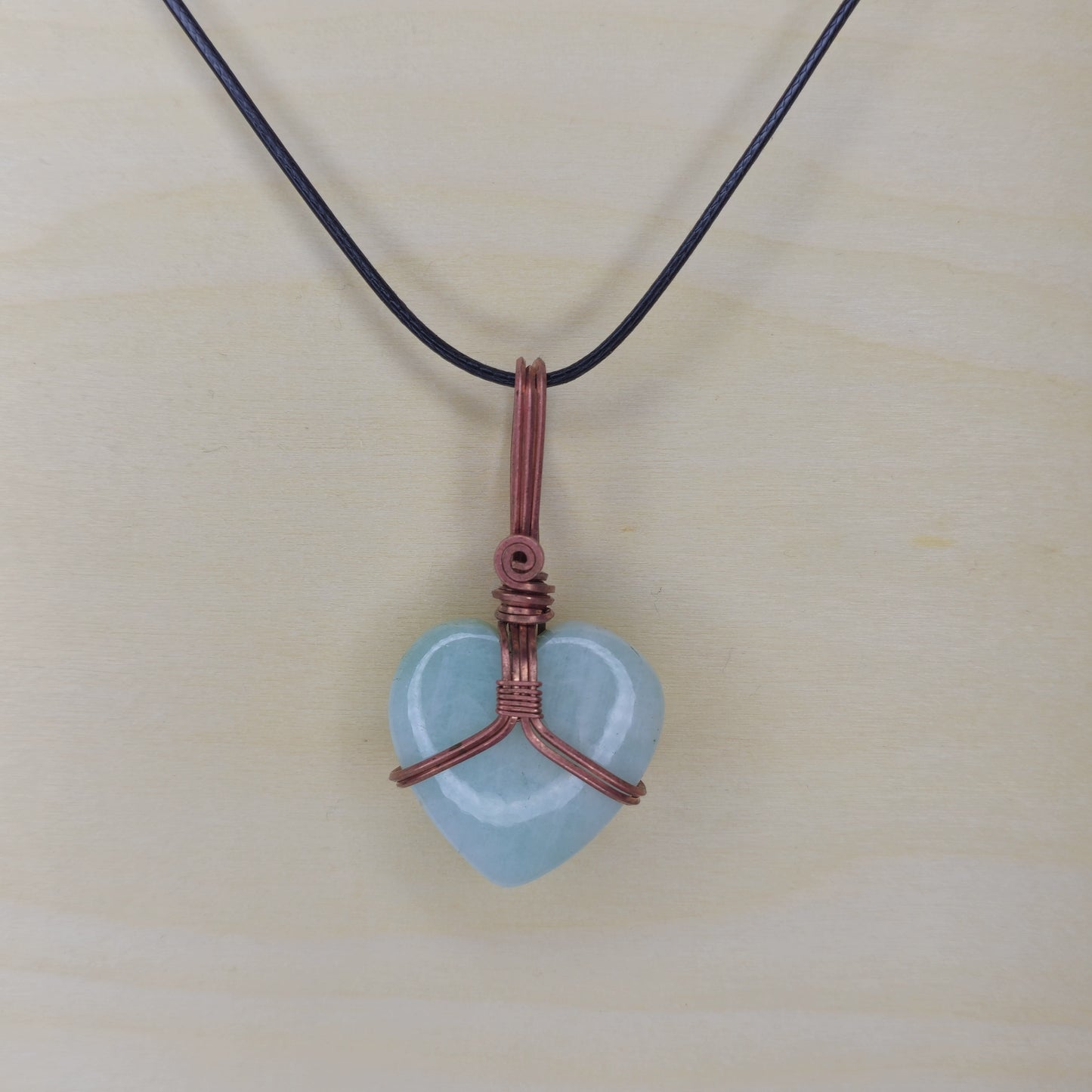 Amazonite Heart Crystal Pendant - Wire Wrapped