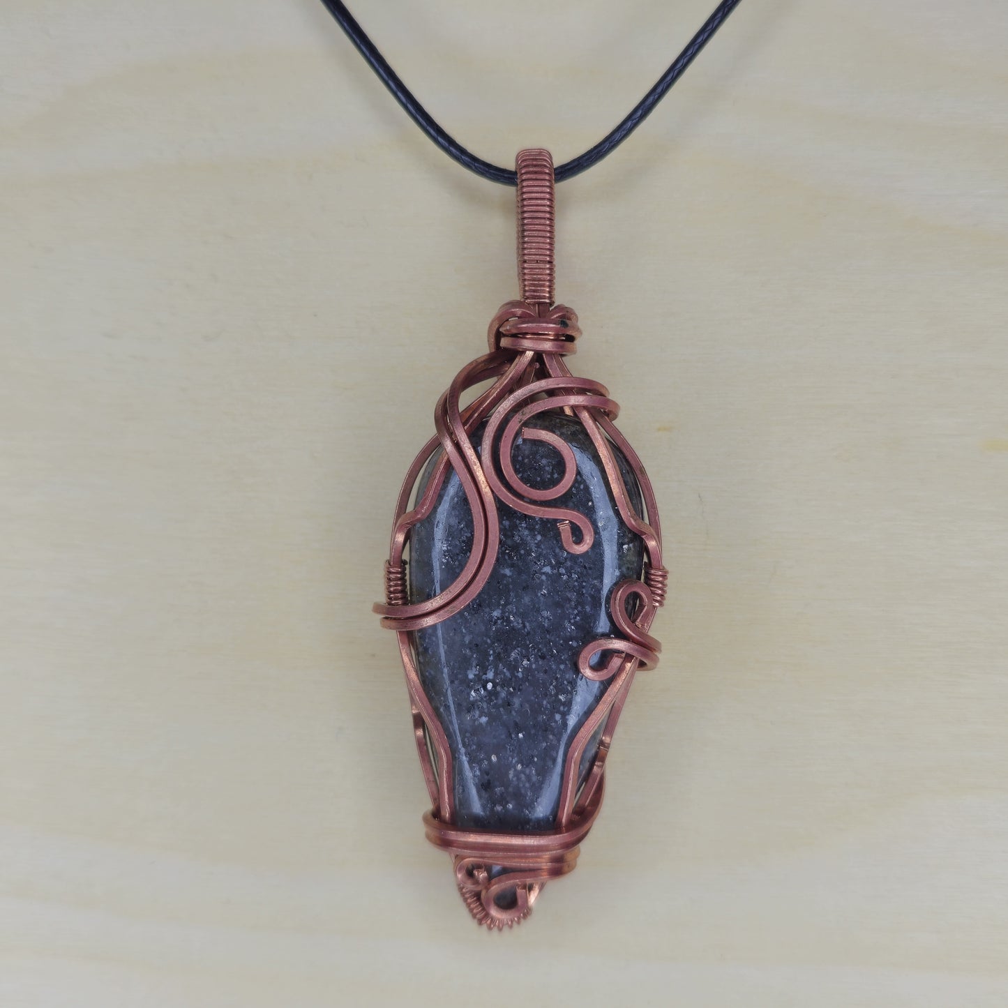 Midnight Quartz Crystal Pendant - Wire Wrapped