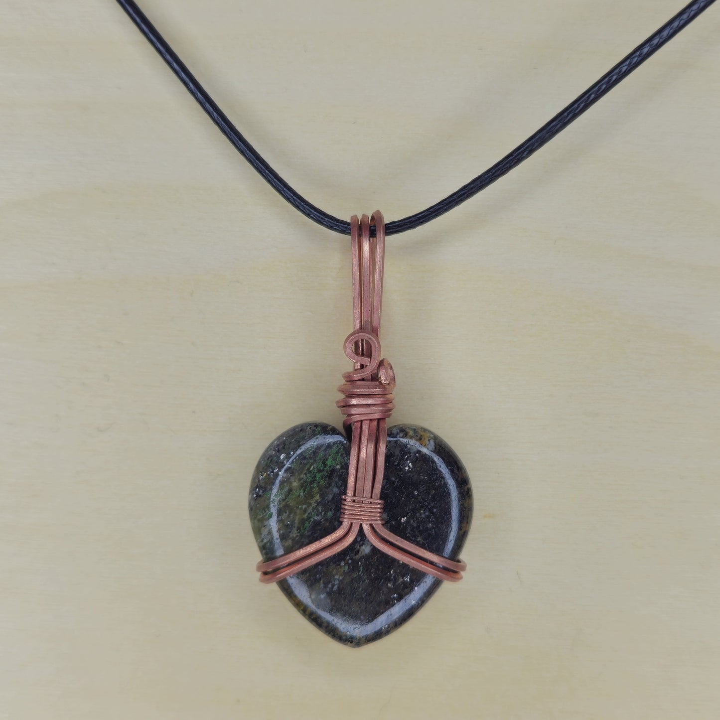 Midnight Quartz Heart Crystal Pendant - Wire Wrapped