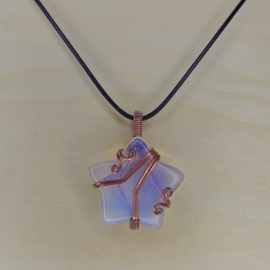 Opalite Star Crystal Pendant - Wire Wrapped