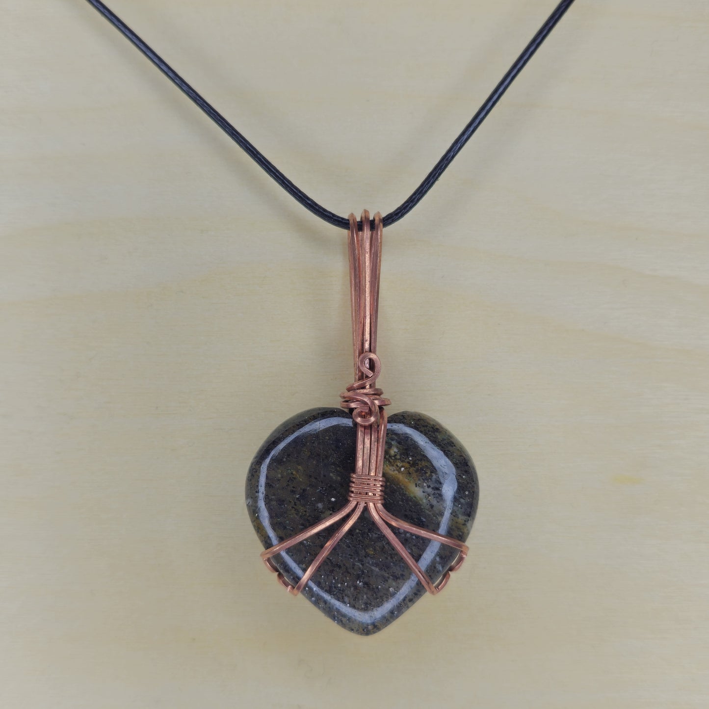 Midnight Quartz Heart Crystal Pendant - Wire Wrapped