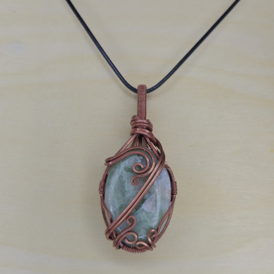 Seraphinite Crystal Pendant - Wire Wrapped