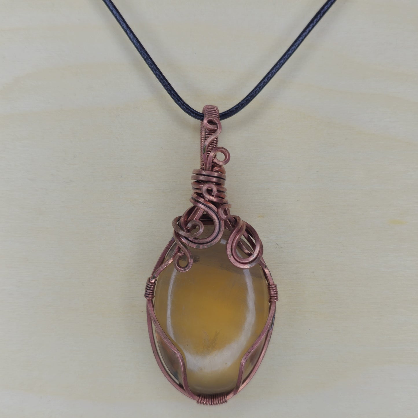 Yellow Fluorite Crystal Pendant - Wire Wrapped