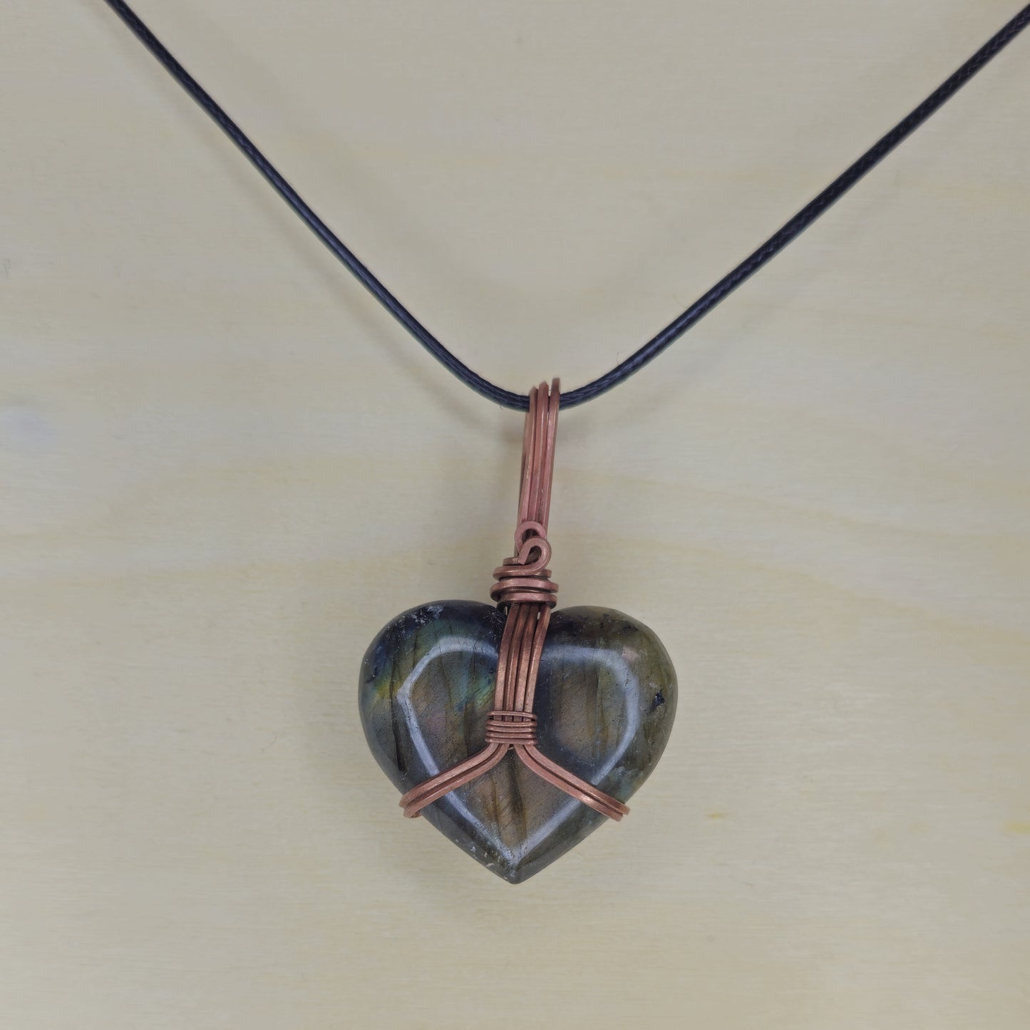 Labradorite Heart Crystal Pendant - Wire Wrapped