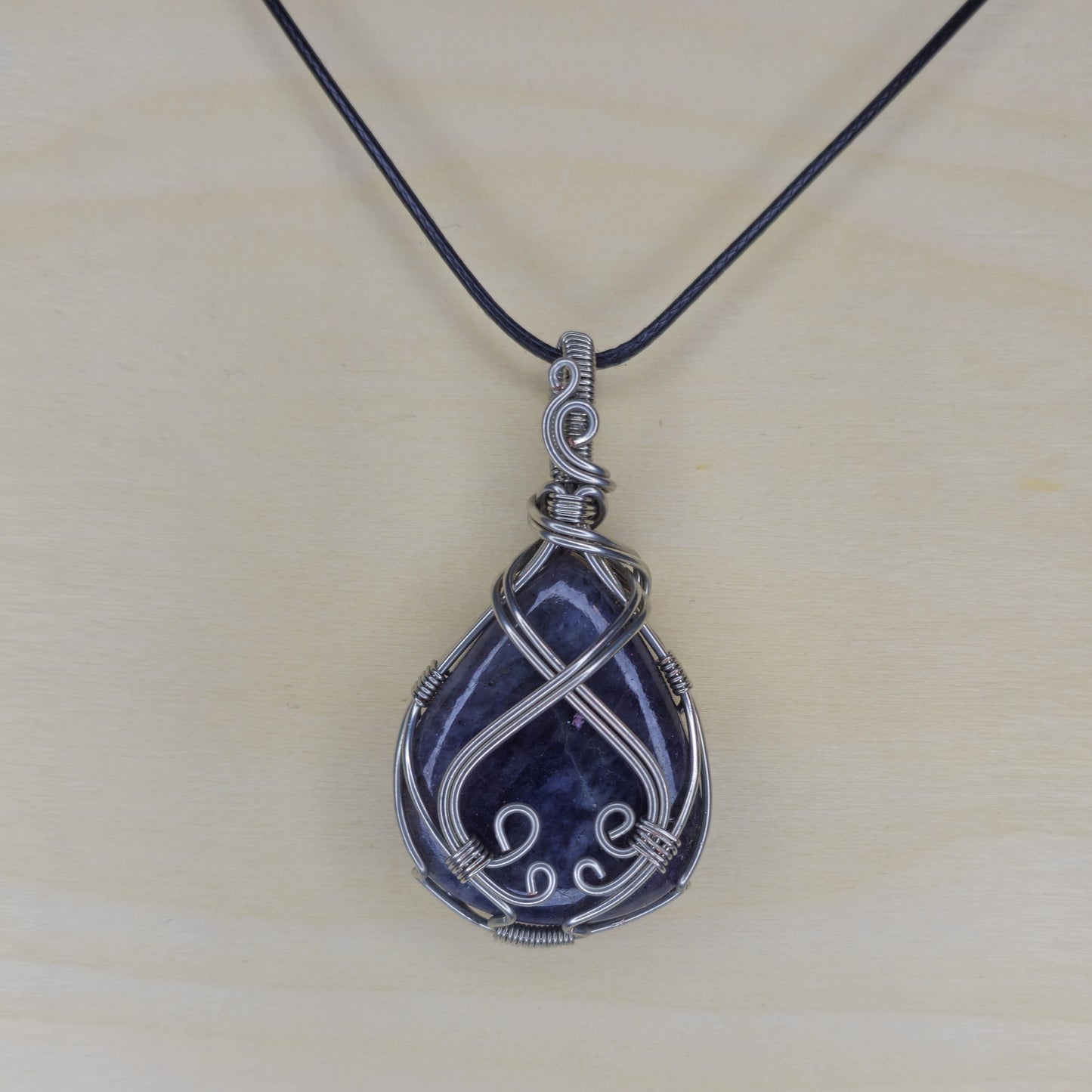 Iolite Crystal Pendant - Wire Wrapped